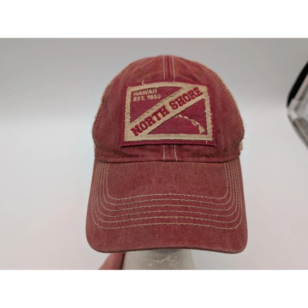 Legacy North Shore Hawaii Est 1959 Maroon Tan Trucker Hat Snapback Mesh Cap